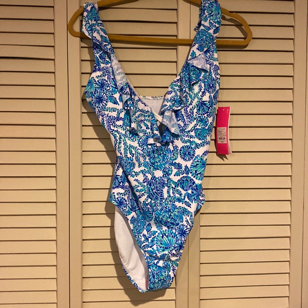 Nwt Lilly bathing suit shell me you love me turquoise oasis